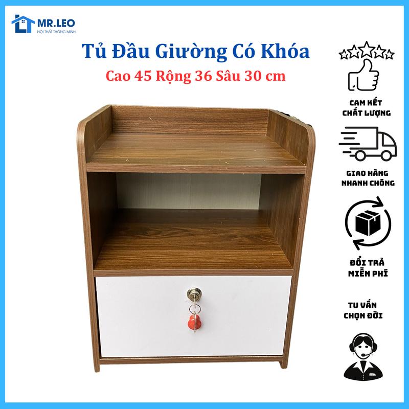 Tủ decor phòng ngủ LOẠI TO, để đầu giường có khóa an toàn gỗ mdf dày 12mm chắc chắn, sang trọng, lịch sự Vietnam Có ngăn kéo