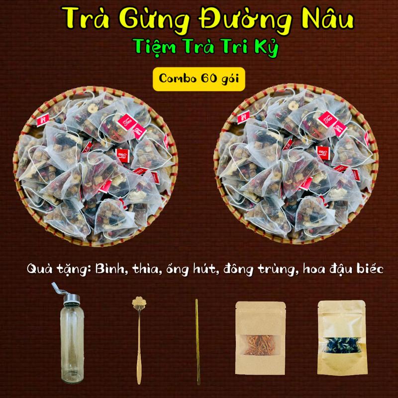 Trà Gừng Đường Nâu - Tiệm Trà Tri Kỷ - Thành Phần: Gừng sấy, táo đỏ, kỷ tử, nụ hồng, dâu tằm, đường nâu,  Nước Trà Chè Tea Chua Sen Hoa Sen