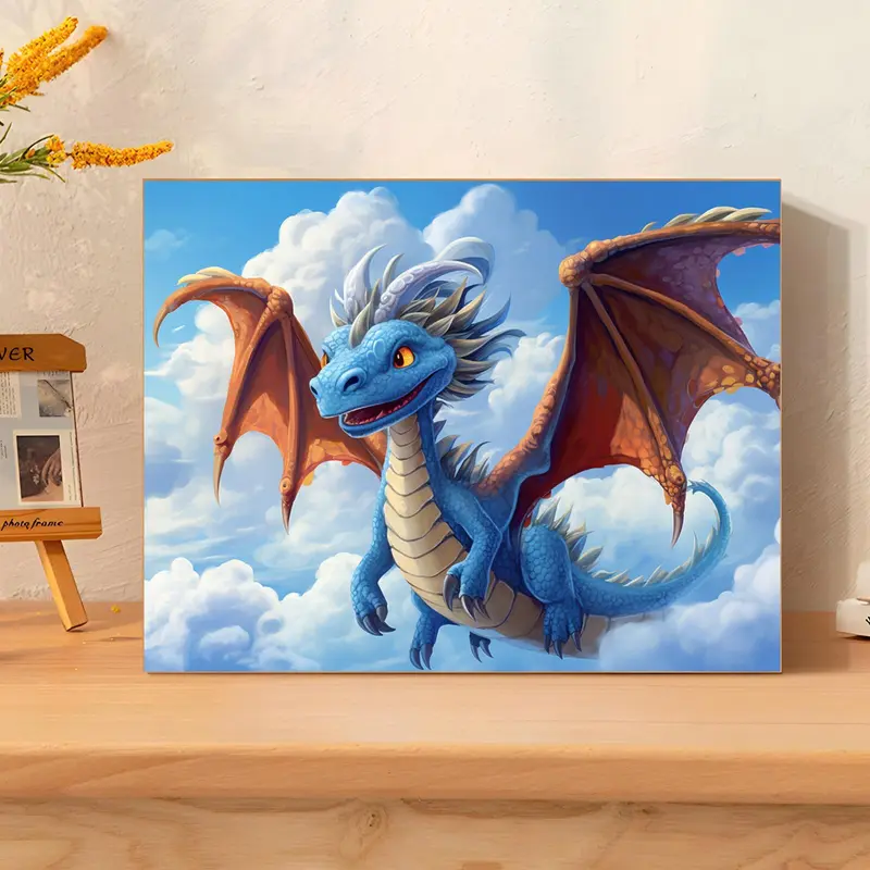 DIY Painting by Numbers Kit, Dragon Pattern DIY Oil Painting without Frame, Wall Art Decor for Home Living Room Bedroom 6