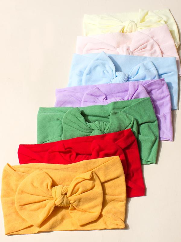 Solid Color Bow Decor Baby Hair Band, Soft Comfortable Breathable Hair Accessories for Baby Girls & Boys, Cute Lovely Hairwear for Daily Used 3