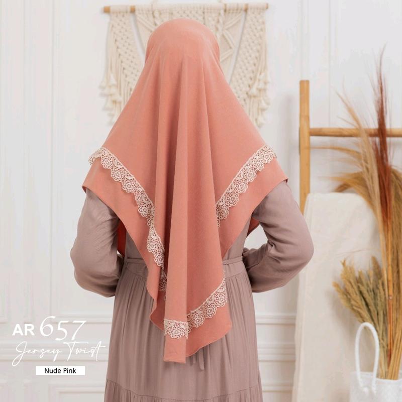Hijab Bergo Instan AR 657 Jilbab Dewasa Kombinasi Renda Exclusive || Anniha 7