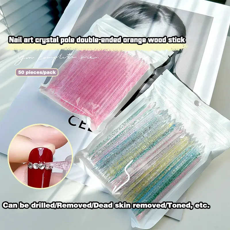 50PCS  Rod Nail Stick Premium Cuticles Pushers Remover Nail Art Manicures Pointing Drill Rod Glue Removal Tool
