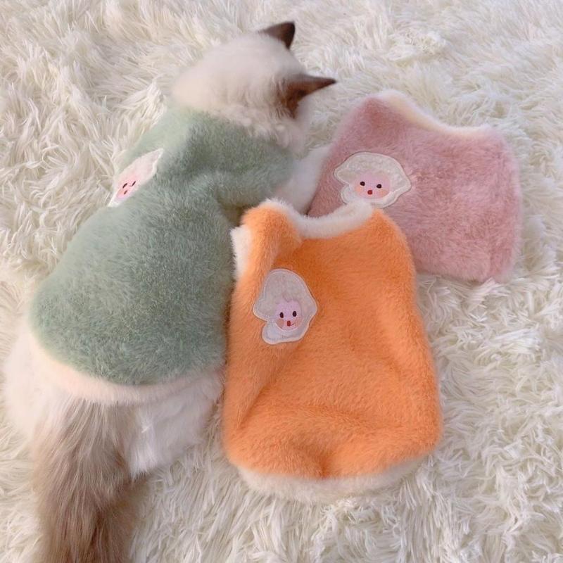 Product Introduction of Quần áo cho mèo cưng, mùa thu và mùa đông, cho mèo con, dễ thương và dày dặn, ấm áp, Ragdoll, thích hợp cho mèo lông ngắn Anh, màu Gradient bạc, áo khoác bông chống rụng, Hợp Xu hướng 3