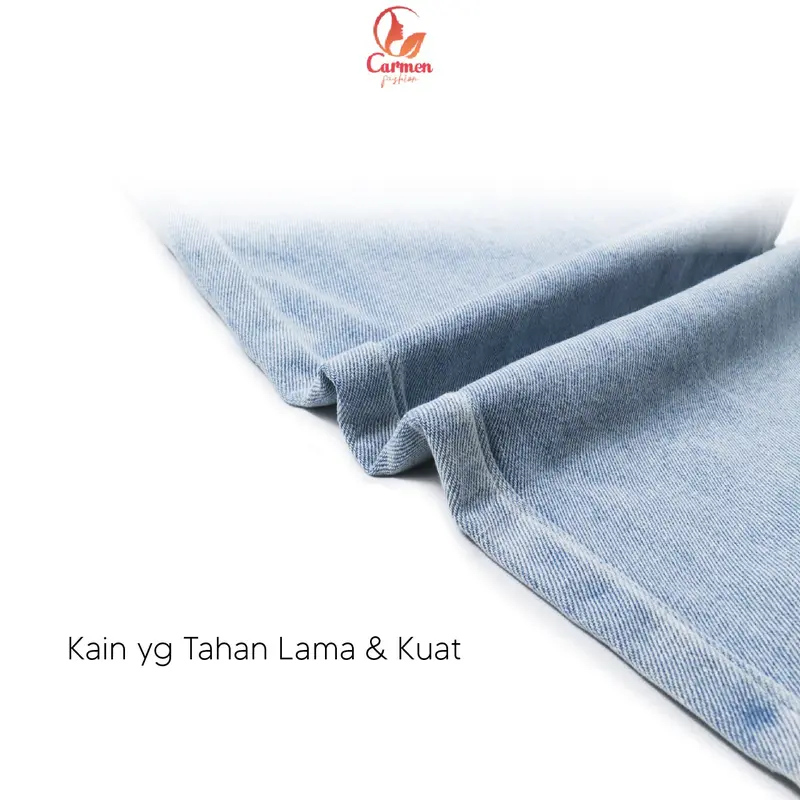 Kulot Jeans High Waist Wanita Celana Panjang Denim Fashion CF P529 Biru Muda 7