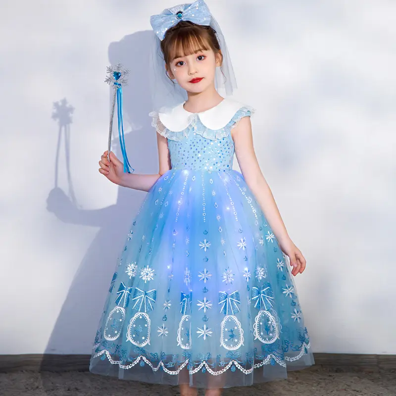 Elsa Princess Glowing Dress for Girls New Elsa Princess Dress Children's Formal Dress Baby Dress One Piece Wholesale