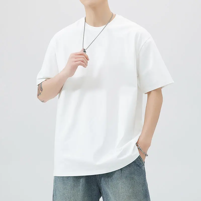 Men's Gym Workout Cotton Short Sleeve T-Shirt, Ribbed Crewneck, Comfort Colors, Size Small - 5X Large, Summer Swim Beach Top Tees for Teens, Adults