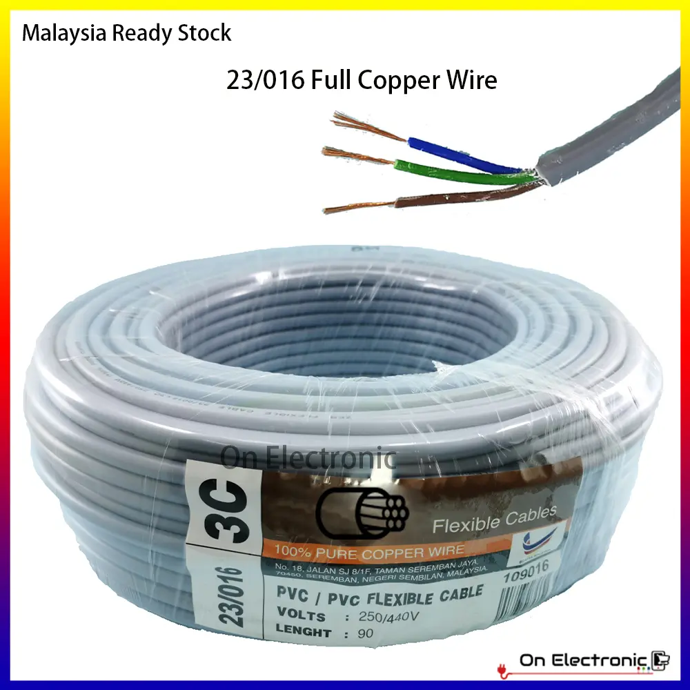 1 Meter Full COPPER 3 CORE  23,40,70/0076 PVC FLEXIBLE WIRE Electrical Extension Home