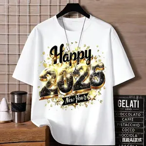 2026 Kaos Unisex Katun 220g Lengan Pendek Kerah Bulat Nyaman dan Lembut Cocok untuk Pria dan