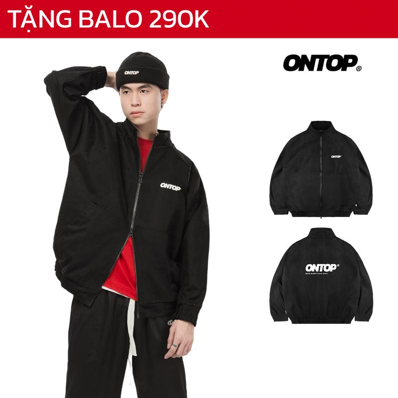 Áo khoác kaki khóa kéo 2 chiều ONTOP có túi trong màu đen local brand nam nữ | O21-AK15
