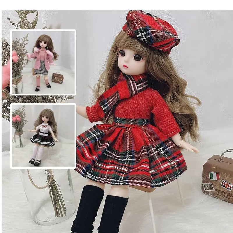 Boneka BJD 30cm Mainan Anak Perempuan dengan Dress Cantik dan Rambut Panjang Bisa Dimainkan dan Dikoleksi Cocok untuk Hadiah Ulang Tahun 2