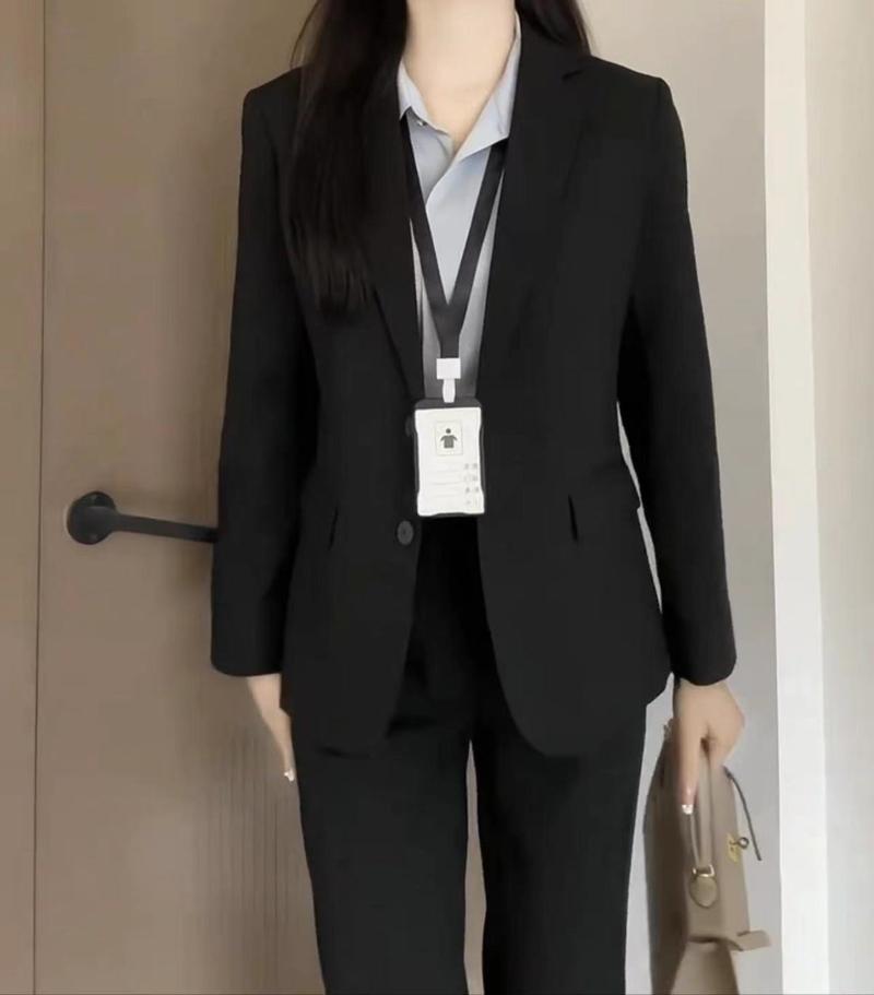 Product Introduction of Set Sut Hitam untuk Wanita, Gaya Baru Musim Bunga dan Musim Luruh, Blazer Komuter Profesional Elegan mewah, Sesuai untuk Temuduga Kelayakan Guru 7