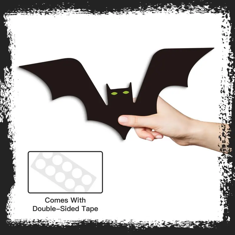 Bat Shaped Wooden Sign, 1 Set Bat Wall Art Decor, Wall Decor for Home Farmhouse Cafe Coffee Shop Living Room Office Studio Bar Pub Club 2
