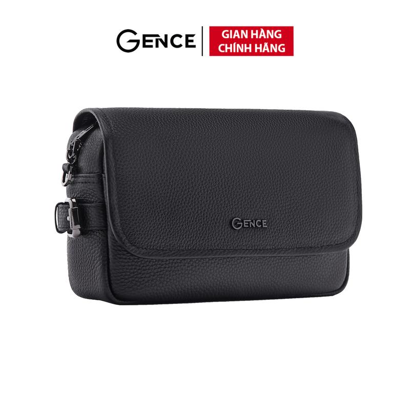 Túi Đeo Chéo Công Sở Túi Nam Hàng Hiệu GENCE Bag TD07 Da Bò Cao Cấp Màu Đen Dáng Ngang