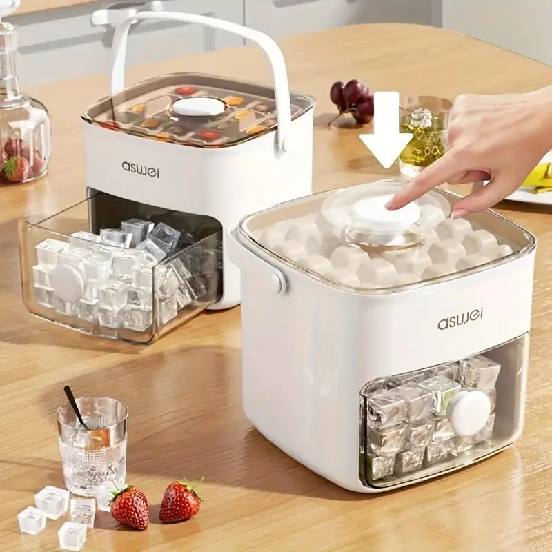 Double Layer Ice Cube Maker, 1 Set Ice Cube Tray with Lid, Ice Tray for Freezer, White Kitchen Gadgets, Bar Utensils, Home Bar Essentials 2