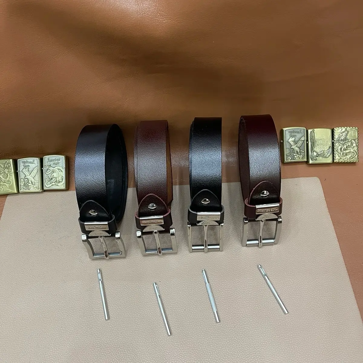Thắt lưng da bò đầu khoá inox 304 (GỒM 1 THẮT LƯNG và CÂY ĐỤC LỖ) Nam Voi