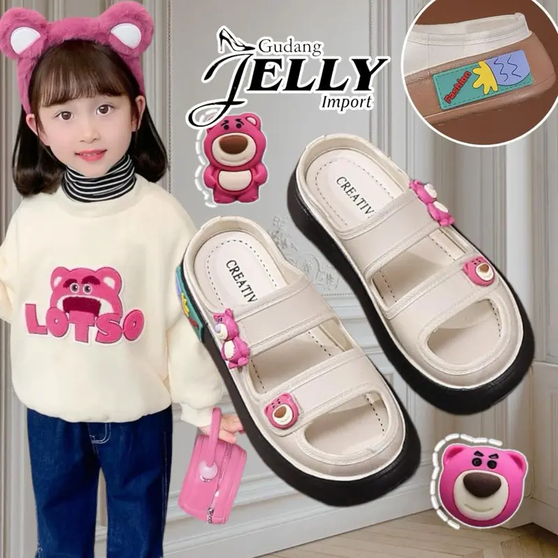 Sandal Slop Anak Lotso Teddy Bear Karet Fashion Kaki 2
