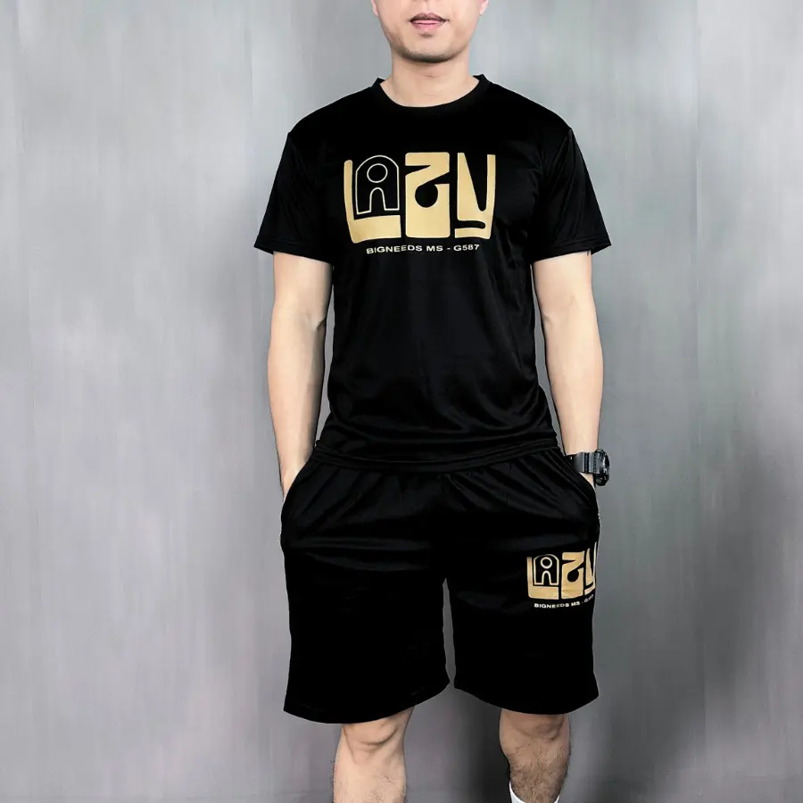 Bộ quần thể thao thun hè SIZE 33 -> 120kg in 2D hình chữ LAZY chất liệu thun lạnh co dãn 4 chiều thoáng mát bền đẹp không bai xù