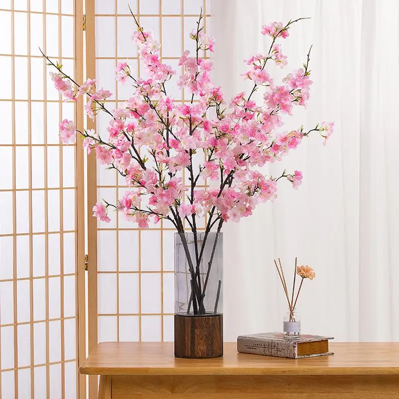 Spring Home Decor Artificial Cherry Blossom, 1 Count Fake Flower For Home Living Room Party Decor 0