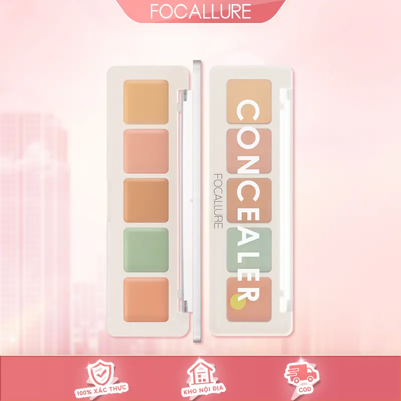 Focallure Kem che khuyết điểm 5 màu không thấm nước dễ tán độ che phủ cao 4.3 g