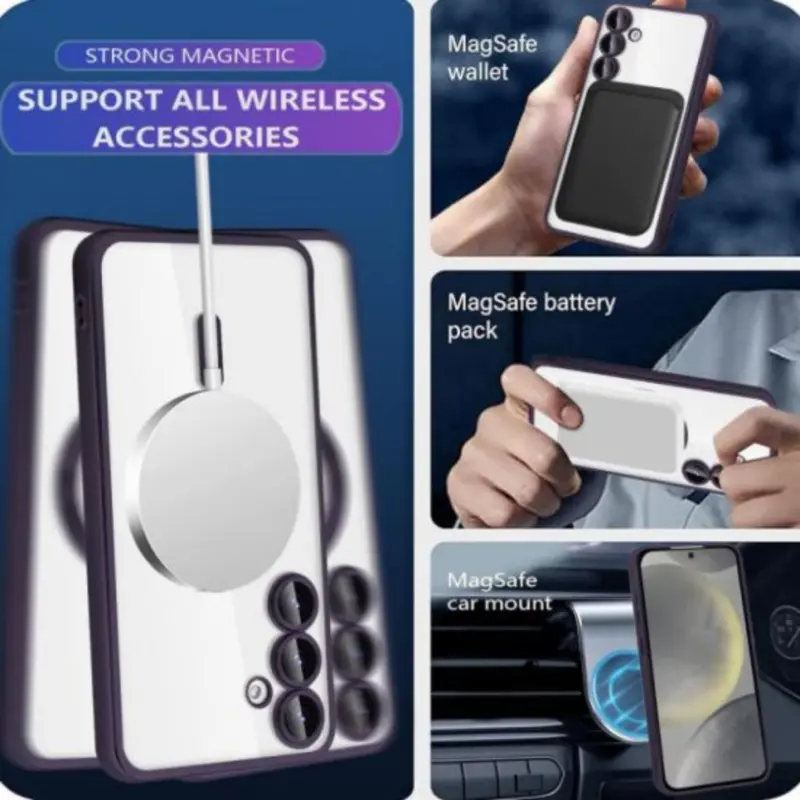 Case Magsafe Kompatibel Untuk HP Samsung A55 5G A05s A05 A35 A15 5G A16 Softcase Support Wireless Charging Anti Scratch Transparent 4