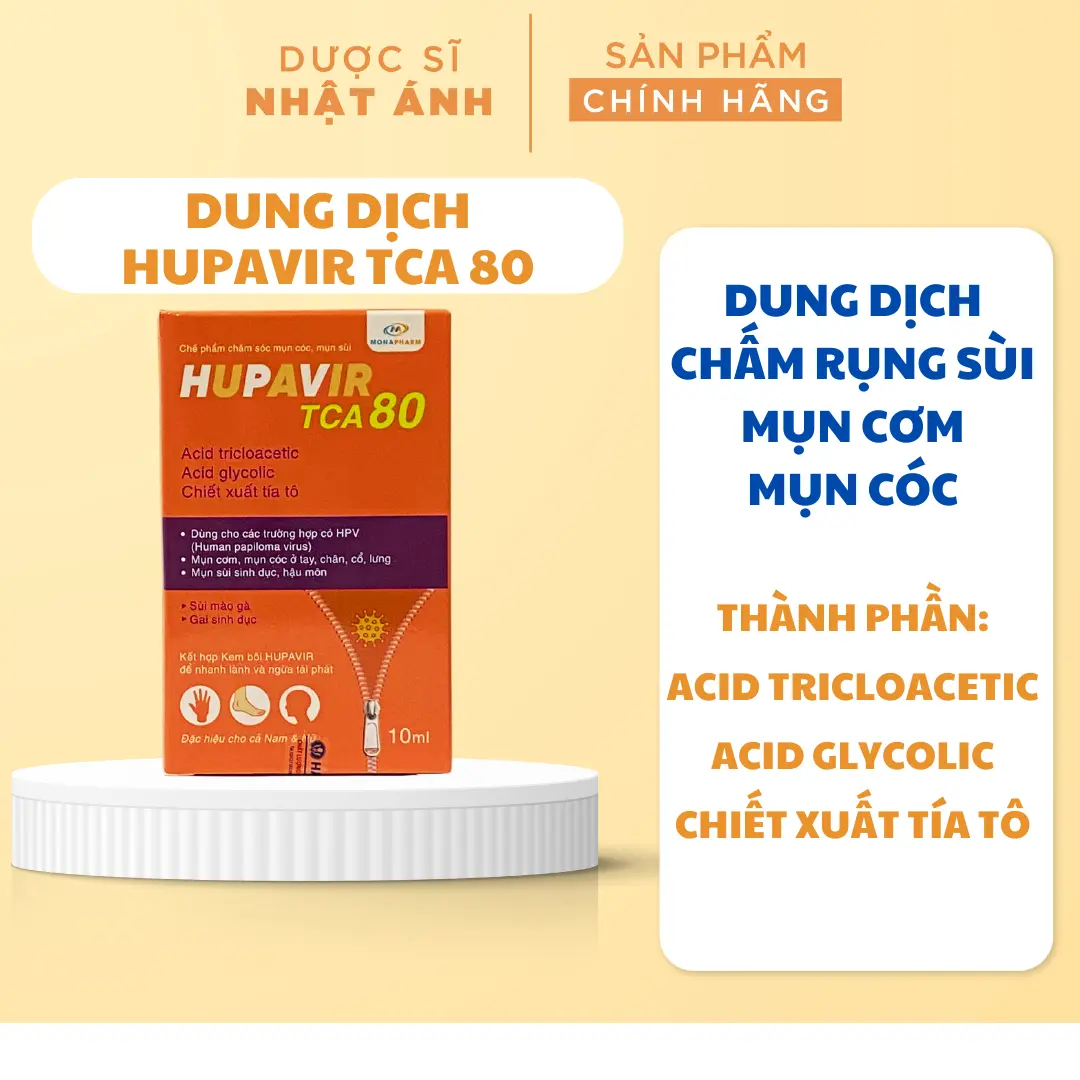 Dung Dịch HUPAVIR TCA - Thực phẩm chăm sóc sức khỏe, Hỗ trợ giảm Sùi, mụn cơm, mụn cóc cho Nam Nữ - Lọ 10ml