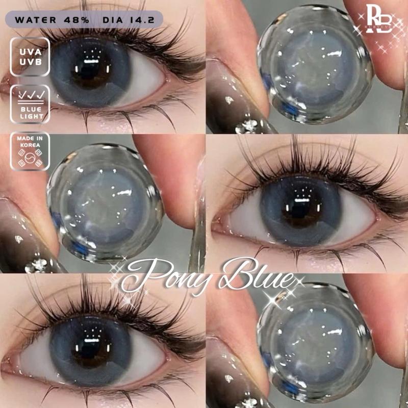 Kính Áp Tròng RUBYEYES Màu Xanh Pony Blue, Lens Mắt Ruby Eyes Màu Xanh 0 Độ [Tặng Kèm Khay Dụng Cụ Đeo]