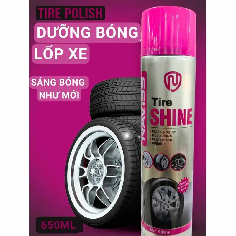 Bình xịt dưỡng bóng vỏ lốp ô tô, phục hồi nhựa đen, chống bám bụi, chống dính nước cọ  rửa 0