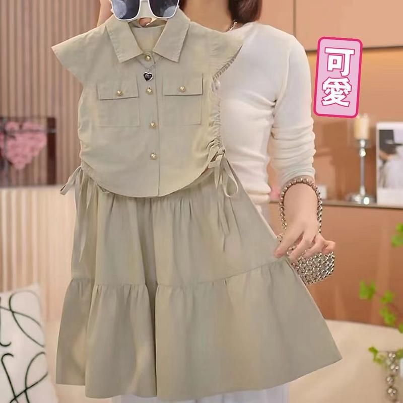 Product Introduction of Girls' suit summer 2025 new medium and large children's shirt tooling style little girl trendy skirt two-piece set 7