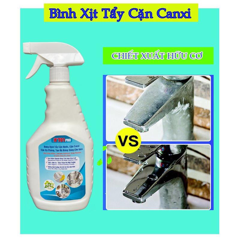 Bình xịt tẩy sen vòi inox ht01, tạo độ bóng cho sen vòi HT01 - TVS01 -60ML chai lớn, bình xịt tẩy cặn canxi trên inox HT01 tiện dụng tặng ngay pad chà rửa 1