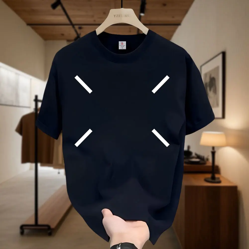 Simple logo Print T-Shirt Men's Short Sleeves Trend Loose Plus Size Couple Oversize Top Unisex