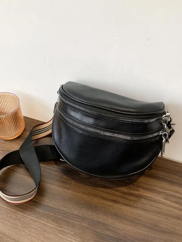 Women's Solid Color Fanny Pack, Fashionable Pu Leather Sling Bag for Daily Used, Casual Trendy Versatile High-quality Daily Commuting Bag 7