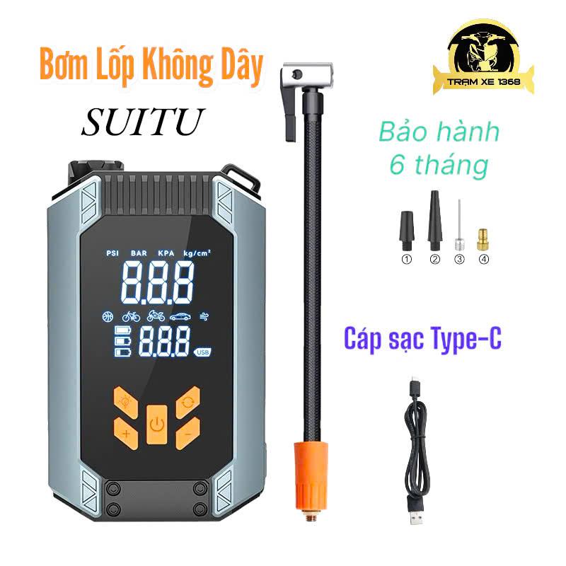  Bơm Lốp Ô Tô Xe Máy Không Dây Tự Ngắt Chất Lượng Cao Kiêm Sạc Dự Phòng và Đèn Cảnh Báo - Máy Bơm Lốp SUITU 3 chức năng BH 6 tháng 