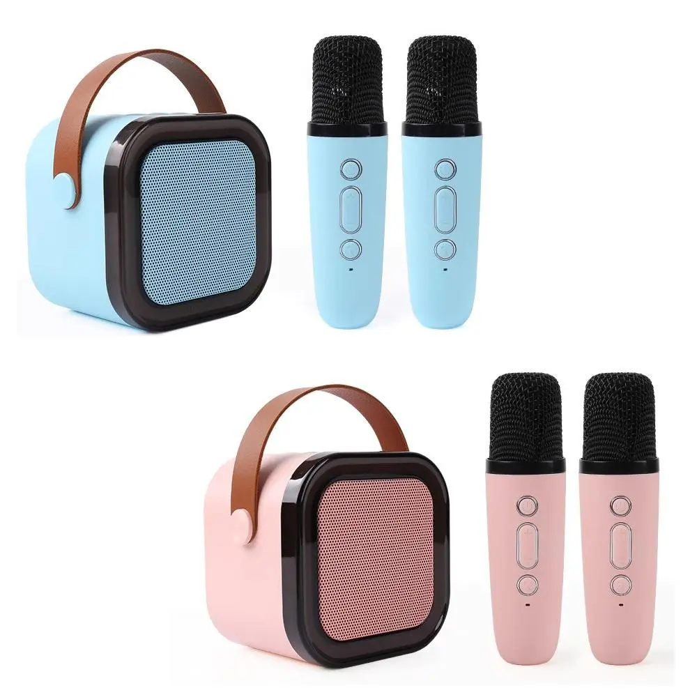 Portable Karaoke Machine with Microphone (1 Set), Rechargeable Wireless Microphone Speaker with LED Light, Portable Bluetooth-compatible Speaker for Home Party