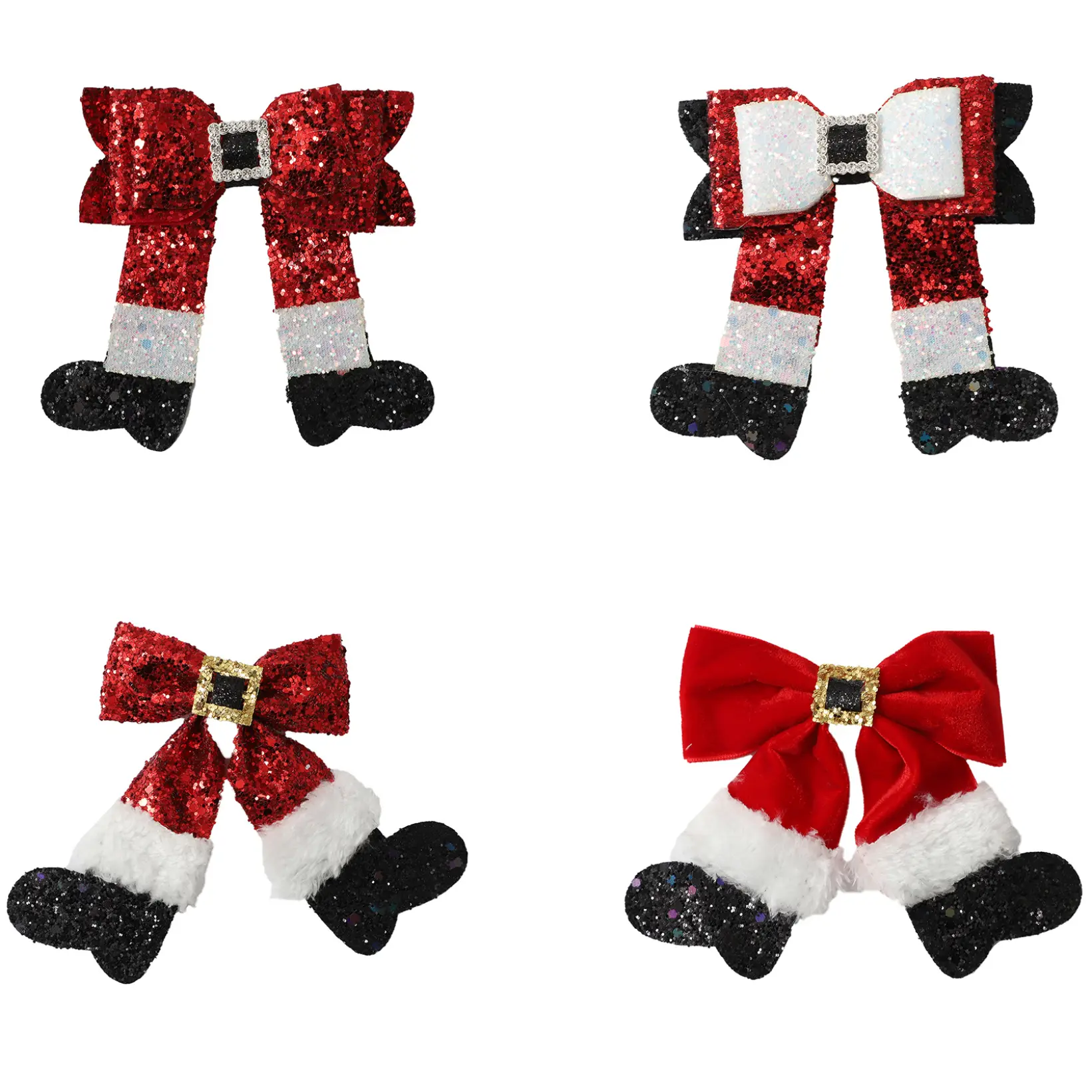 Kẹp Tóc Giáng Sinh, JanJean, Kim Sa Lấp Lánh, Giày Bốt Ông Già Noel, Kẹp Tóc Thắt Nơ, Mũ Cài Tóc Giáng Sinh, Dành Cho Phụ Nữ Và Trẻ Em Gái