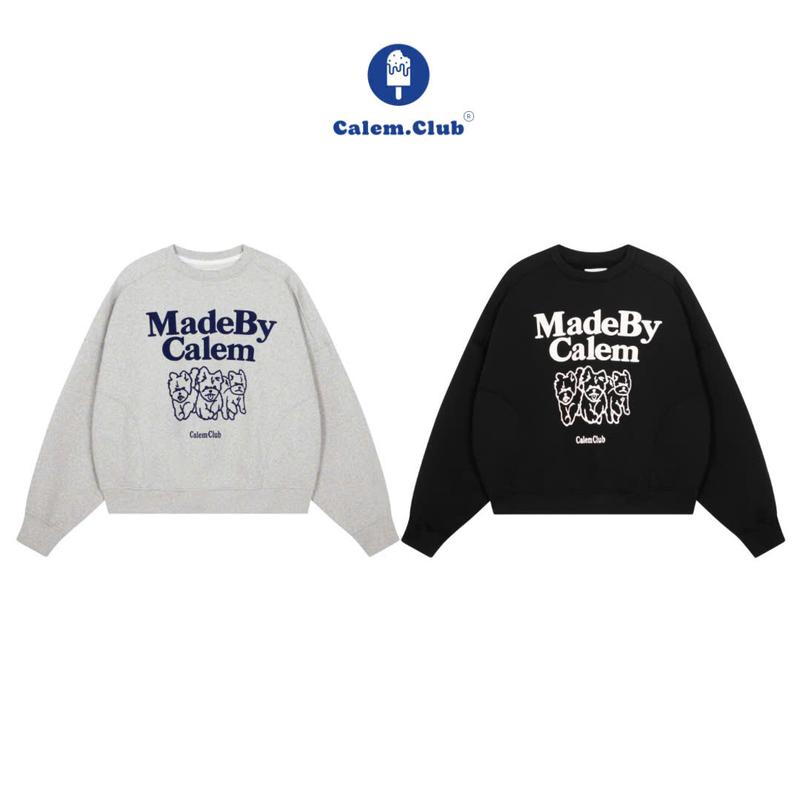   KHÔNG XÙ LÔNG  Áo nỉ  Sweater Three Cute Dogs  chất nỉ chân cua họa tiết chữ thêu form boxy unisex nam nữ áo sweater nữ thu đông 