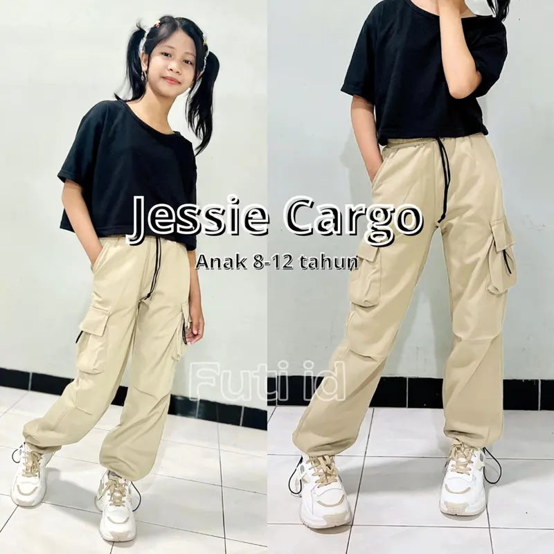 FUTI ID - Jessie Kids Celana Cargo Fashion liburan anak 8 - 12 Tahun 0