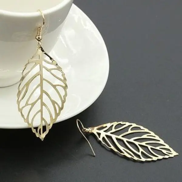 Bông Tai Mặt Dây Chuyền Hình Lá, Dài, Thời Trang Và Thanh Lịch, Phong Cách Tối Giản Cổ Điển, Dành Cho Phụ Nữ 2