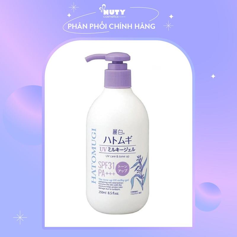 Sữa Dưỡng Thể Hỗ Trợ Nâng Tone Da Chống Nắng Hatomugi The Tone Up UV Milky Gel SPF31 PA+++ 250ml