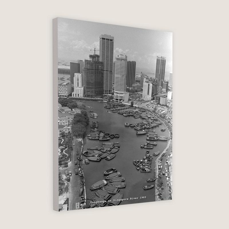 Tongkangs at Singapore River 1983 Canvas 1