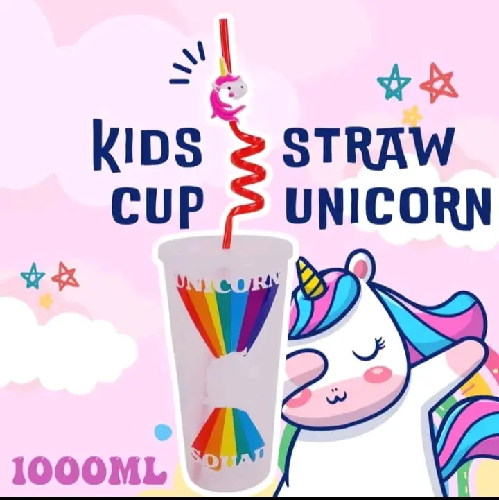 botol minum anak karakter lucu dengan sedotan