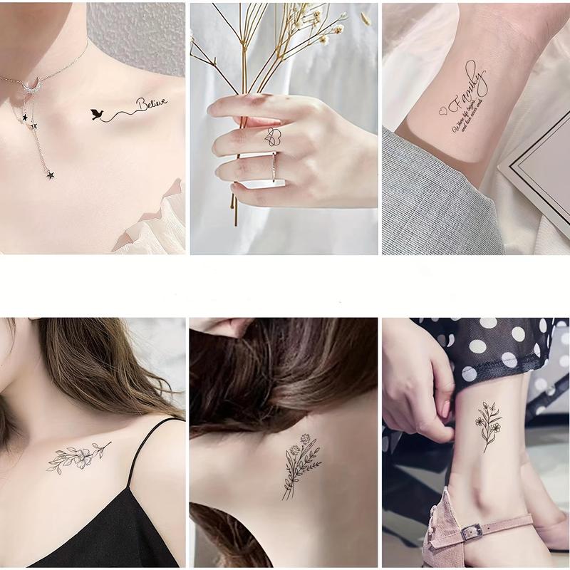Product Introduction of Flower Pattern Temporary Tattoo Sticker, 30pcs/set Fashion Temporary Tattoo Sticker, Body Art Sticker for Women & Men 4