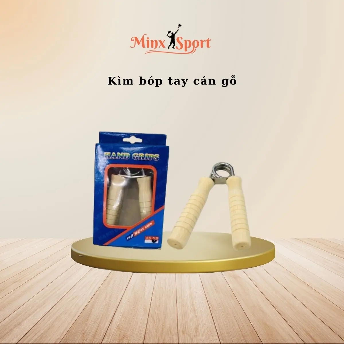 Kìm bóp tay gỗ Pro Sport Land (Hộp 2 chiếc) - Bóp lò xo cán gỗ cao cấp luyện tập cơ tay - Minx Sport