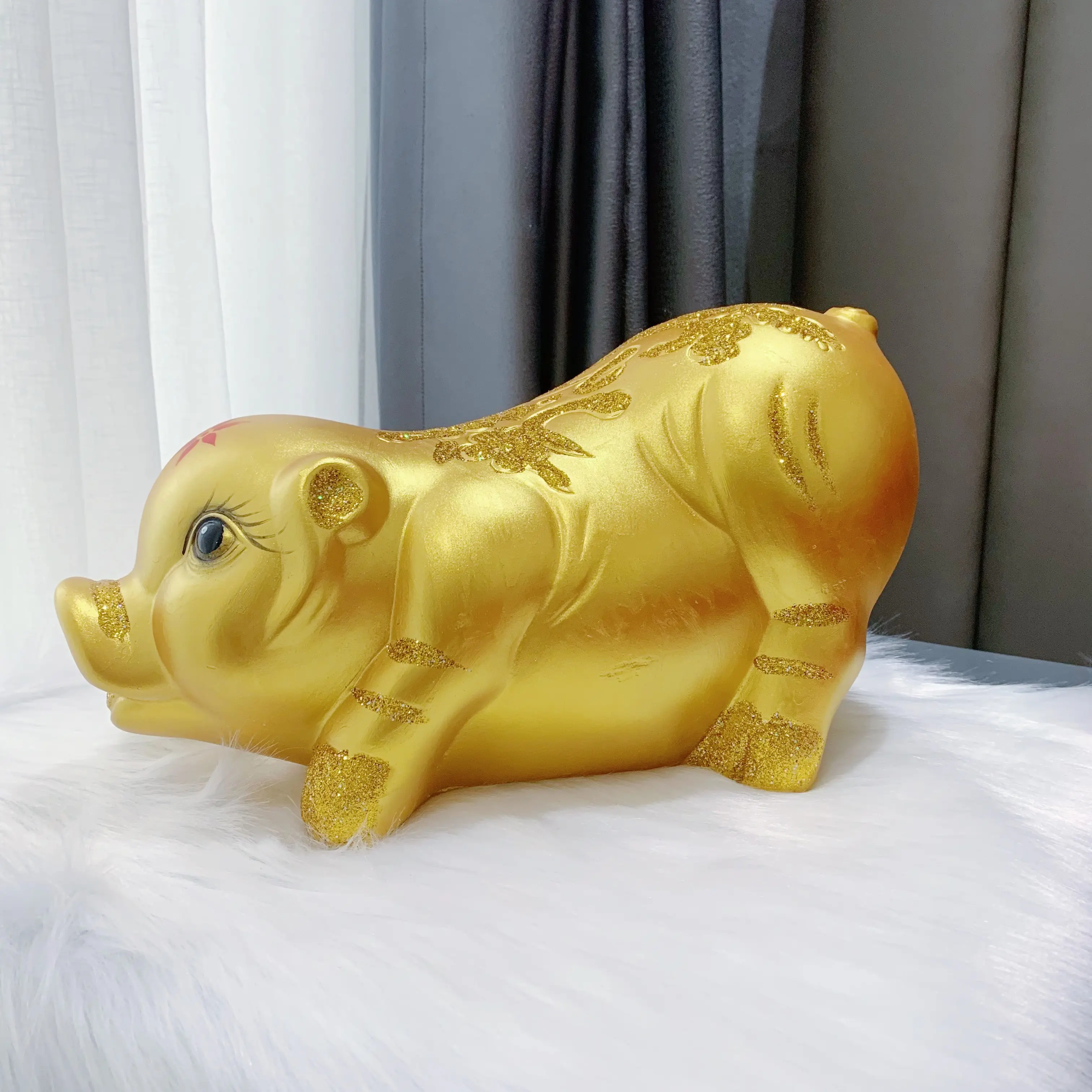 Heo Đất Nằm Lộc Nhũ Vàng Gold Tiết Kiệm Ống Heo Ống Tiết Kiệm