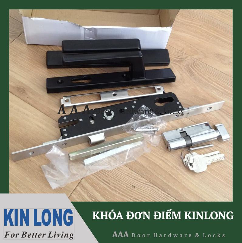 Khóa tay gạt đơn điểm KINLONG dùng cho cửa nhôm Xingfa hệ 55 (Đen/Trắng/Xám)