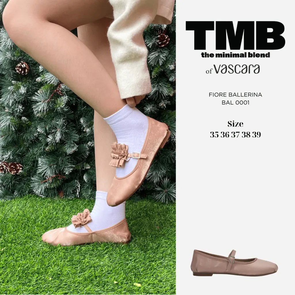 Giày búp bê vải FIORE BALLERINA màu be BAL 0001 - TMB of Vascara