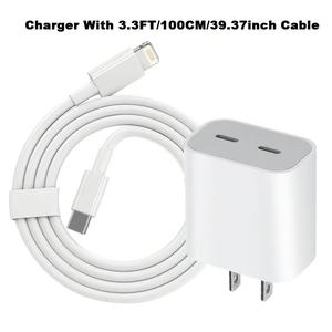 ที่ชาร์จเร็ว 20W พร้อมสายไฟ 3.3Ft/100Cm/6.6Ft/200Cm, พอร์ต USB C+C คู่, บล็อกคิวบ์ชาร์จเร็ว PD, ปลั๊กอะแดปเตอร์ติดผนังพอร์ตคู่, เข้ากันได้กับ Iphone  เช่นเดียวกับ Ipad และ Airpods สายชาร์จ กล้อง ดิจิตอล ชุดถนอมสายชา ชุดถนอมสายชาร์จ