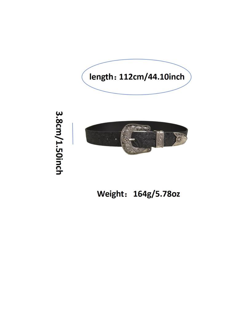 Product Introduction of Women's Vintage Western Style Floral Pattern Buckle Belt, Fashionable PU Leather Belt for Daily Clothing Decor, Trendy All-match & Exquisite Belt for Birthday Gift 1