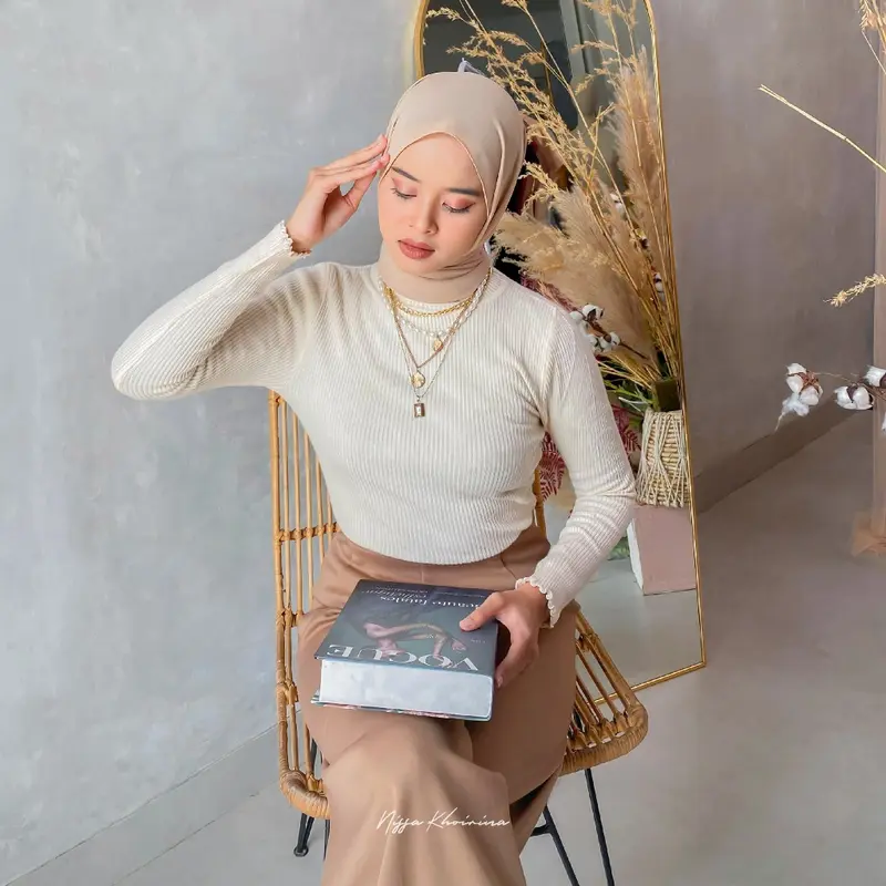 Bynissa - Jasmin Inner - Atasan Wanita - Atasan Rajut - Pakaian Sehari hari - Melar - Lengan Panjang - Wolsoom - Baju Inner Lembut Nyaman 0