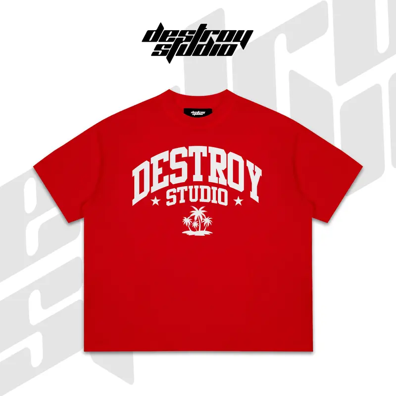 Áo thun BOXY DESTROY STUDIO TREE COCONUT RED T-SHIRT - BOXY Cotton - Destroy Studio Nam Unisex Menswear Cổ Tròn áo  thun 1