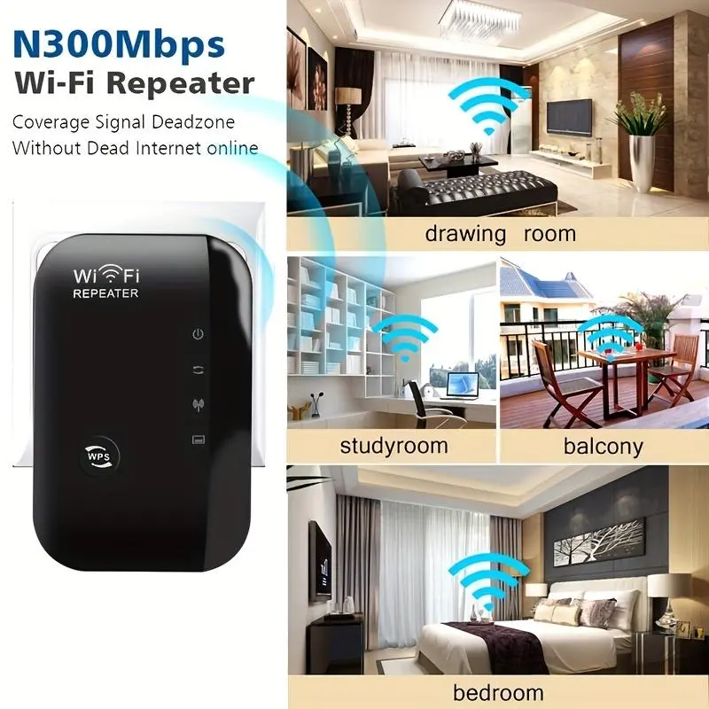 WiFi Signal Amplifier, Home Enhanced Wireless Network Amplifier, WiFi Range Extender, Easy to Install Router Expander Repeater, Network Components for Home Office 5